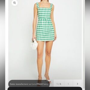 Few Moda green gingham tweed mini dress
